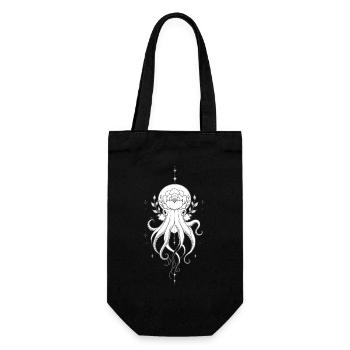 Florale Oktopus-Mandala - Geschenkbeutel für Flaschen - Schwarz - Vorne