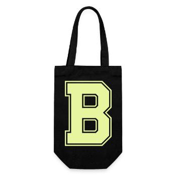 Leuchtendes B im Varsity-Stil - Geschenkbeutel für Flaschen - Schwarz - Vorne