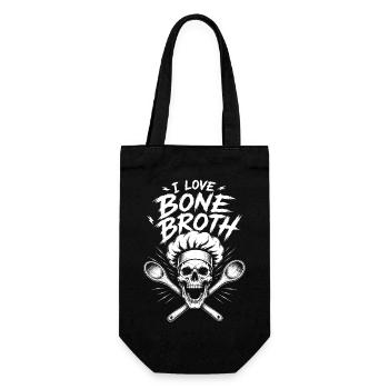 I Love Bone Broth Skull - Gift Bag for Bottles - black - Front