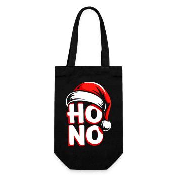 Ho No Weihnachts Logo mit Santa Hut - Geschenkbeutel für Flaschen - Schwarz - Vorne