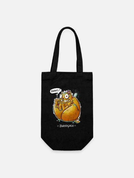 Yoga-Monster "Blumenpose" - Geschenkbeutel für Flaschen - Schwarz