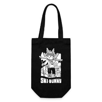 Retro Ski-Bunny-Bergkunst - Geschenkbeutel für Flaschen - Schwarz - Vorne