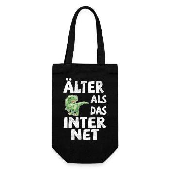 Älter als das Internet - Dino - Geschenkbeutel für Flaschen - Schwarz - Vorne