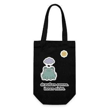 draußen sonne. innen nicht. – Frosch Meme - Geschenkbeutel für Flaschen - Schwarz - Vorne
