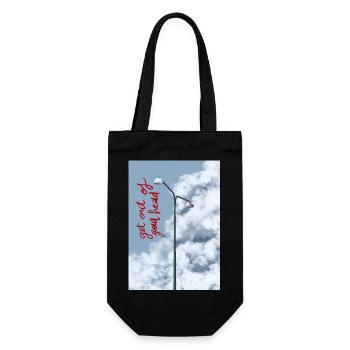 Wolken und Straßenlaterne am Himmel - Geschenkbeutel für Flaschen - Schwarz - Vorne