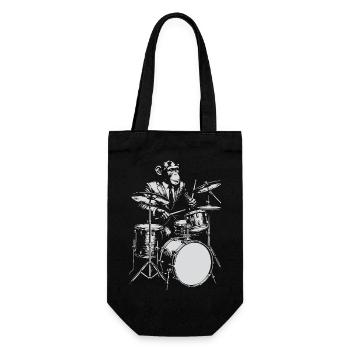 Monkey Jazz Drummer - Geschenkbeutel für Flaschen - Schwarz - Vorne