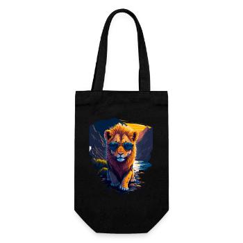 Mignon bébé lion - Sac à bouteille - noir - Devant