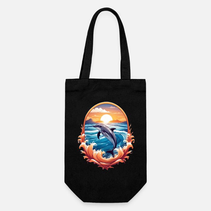 Delfin - Geschenkbeutel für Flaschen - Schwarz