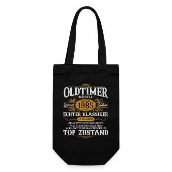 Oldtimer Baujahr 1985 Jahrgang Geburtstag Geschenk - Geschenkbeutel für Flaschen - Schwarz - Vorne