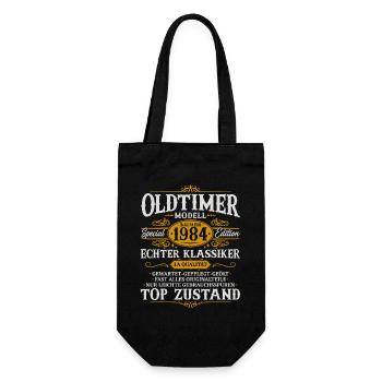 Oldtimer Baujahr 1984 Jahrgang Geburtstag Geschenk - Geschenkbeutel für Flaschen - Schwarz - Vorne