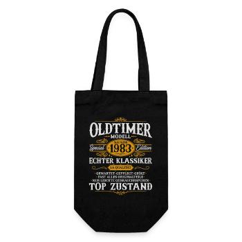 Oldtimer Baujahr 1983 Jahrgang Geburtstag Geschenk - Geschenkbeutel für Flaschen - Schwarz - Vorne