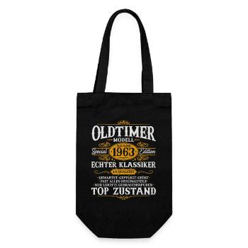 Oldtimer Baujahr 1963 Jahrgang Geburtstag Geschenk - Geschenkbeutel für Flaschen - Schwarz - Vorne