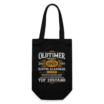Oldtimer Baujahr 1969 Jahrgang Geburtstag Geschenk - Geschenkbeutel für Flaschen - Schwarz - Vorne