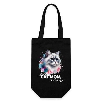 Beste Katzenmama Katzenspruch - Geschenkbeutel für Flaschen - Schwarz - Vorne