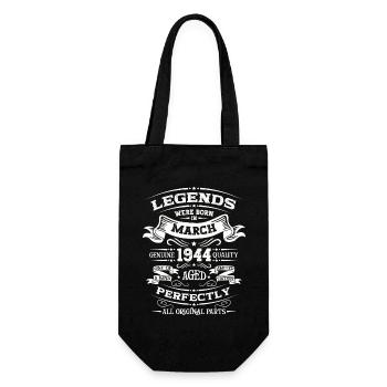 80th birthday Legendary since March, born in 1944 - Gift Bag for Bottles - black - Front