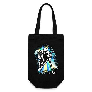 Motiv Eishockey Eishockeyspieler Geschenk - Geschenkbeutel für Flaschen - Schwarz - Vorne
