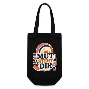 Mut steht dir – Positives Statement - Geschenkbeutel für Flaschen - Schwarz - Vorne