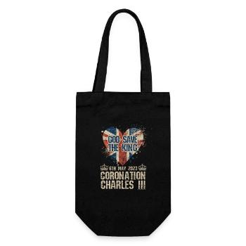 British King Coronation Charles England Flag - Gift Bag for Bottles - black - Front
