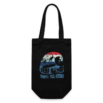 Surf all day - party all night - Surfer - Geschenk - Geschenkbeutel für Flaschen - Schwarz - Vorne