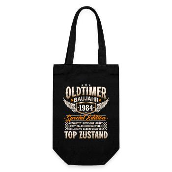 Oldtimer Baujahr 1984 Jahrgang Geburtstag Geschenk - Geschenkbeutel für Flaschen - Schwarz - Vorne