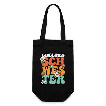 LIEBLINGSSCHWESTER 70ER RETRO HIPPIE SCHWESTER - Geschenkbeutel für Flaschen - Schwarz - Vorne