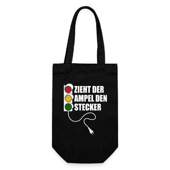 Zieht der Ampel den Stecker - Spruch - Geschenkbeutel für Flaschen - Schwarz - Vorne