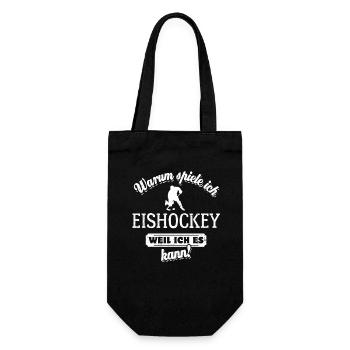 Warum ich Eishockey spiele? Weil ich es kann - Geschenkbeutel für Flaschen - Schwarz - Vorne