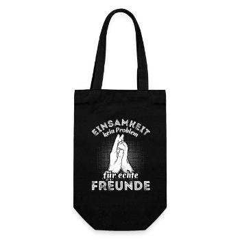 Einsamkeit - kein Problem für echte Freunde - Geschenkbeutel für Flaschen - Schwarz - Vorne