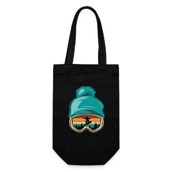 Snowboard, Halfpipe, Wintersport, Skibrille - Geschenkbeutel für Flaschen - Schwarz - Vorne