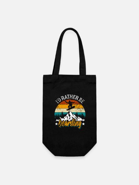 Snowboard - I'd rather be boarding - Snowboarder - Geschenkbeutel für Flaschen - Schwarz