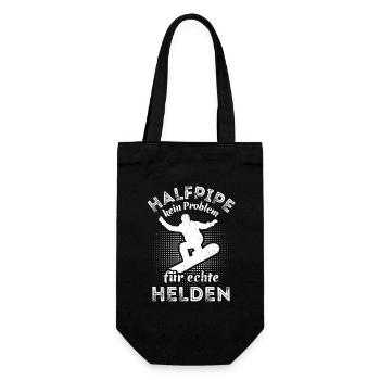 Snowboard, Halfpipe, Wintersport, echte Helden - Geschenkbeutel für Flaschen - Schwarz - Vorne