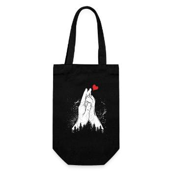 Heart + Hand + Dog Paw - High Five - Dog Fan - Gift Bag for Bottles - black - Front