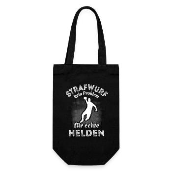 Strafwurf Handball kein Problem für echte Helden - Geschenkbeutel für Flaschen - Schwarz - Vorne