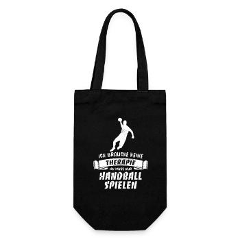 Ich brauche keine Therapie, nur Handball spielen - Geschenkbeutel für Flaschen - Schwarz - Vorne