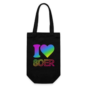 I Love 80er Jahre - bunter Regenbogen - Kostüm - Geschenkbeutel für Flaschen - Schwarz - Vorne