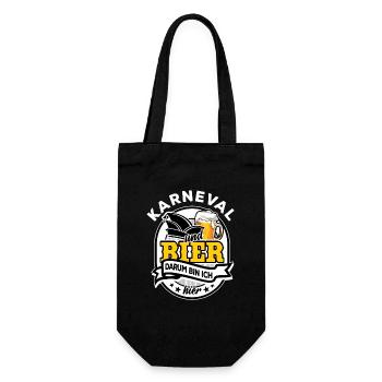 Karneval & Bier - darum bin ich hier - Geschenkbeutel für Flaschen - Schwarz - Vorne