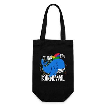 Ich bin ein Karnewal - Fasching + Konfetti Spruch - Geschenkbeutel für Flaschen - Schwarz - Vorne