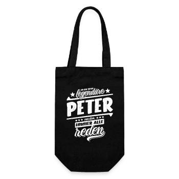 Ich bin dieser legendäre Peter von dem alle reden - Geschenkbeutel für Flaschen - Schwarz - Vorne