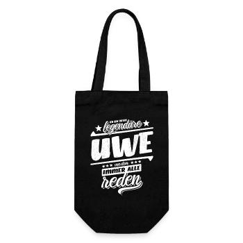 Ich bin dieser legendäre Uwe von dem alle reden - Geschenkbeutel für Flaschen - Schwarz - Vorne