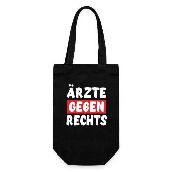 Ärzte Gegen Rechts - Rechts Nein Danke - Geschenkbeutel für Flaschen - Schwarz - Vorne
