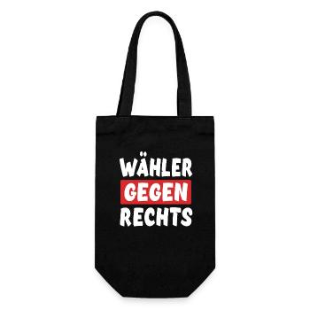 Wähler Gegen Rechts - Rechts Nein Danke - Geschenkbeutel für Flaschen - Schwarz - Vorne