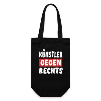 Künstler Gegen Rechts - Rechts Nein Danke - Geschenkbeutel für Flaschen - Schwarz - Vorne