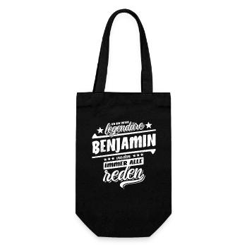 Dieser legendäre Benjamin von dem alle reden - Geschenkbeutel für Flaschen - Schwarz - Vorne