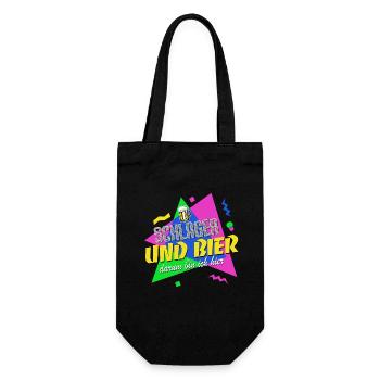 Schlager und Bier darum bin ich hier - 80er Jahre - Geschenkbeutel für Flaschen - Schwarz - Vorne