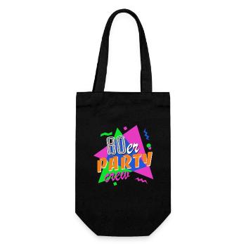80er Party Crew - 80er Jahre - bunt + verrückt - Geschenkbeutel für Flaschen - Schwarz - Vorne