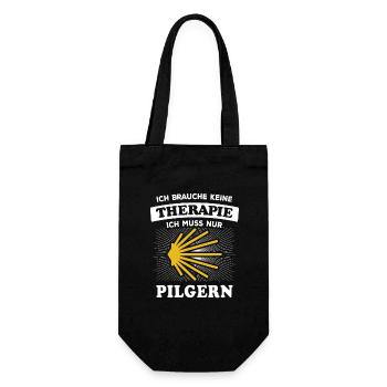 Ich brauche keine Therapie ich muss nur Pilgern - Geschenkbeutel für Flaschen - Schwarz - Vorne