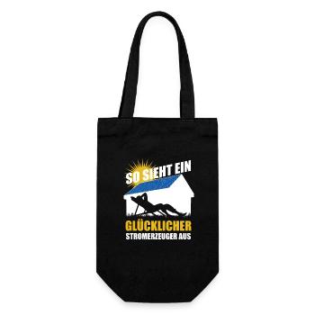So sieht ein glücklicher Stromerzeuger aus - Solar - Geschenkbeutel für Flaschen - Schwarz - Vorne