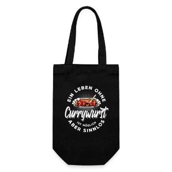 Ein Leben ohne Currywurst ist möglich aber sinnlos - Geschenkbeutel für Flaschen - Schwarz - Vorne