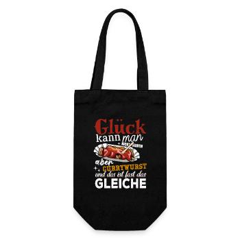 Glück kann man nicht kaufen - aber Currywurst - Geschenkbeutel für Flaschen - Schwarz - Vorne