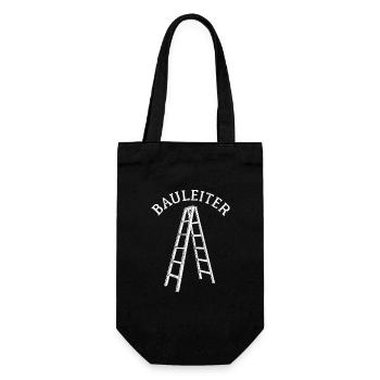 Bauleiter - Baustelle - Leiter Wortspiel - Geschenkbeutel für Flaschen - Schwarz - Vorne